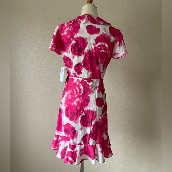 LUXXEL Floral Mini Wrap Dress SMALL - Picture 7 of 7